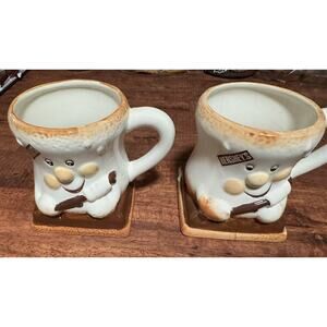 Two Hersheys Smores Marshmallow Mug Ceramic 16 fl oz. Collectible